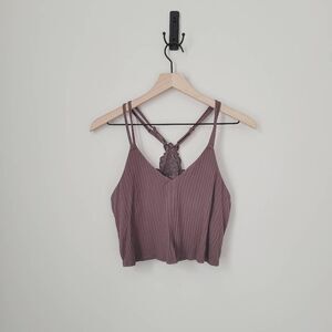 Aerie Light Brown Ribbed Cami Tank Size Large